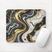 Liquid Gold Schwarz-weiß Marmor Look Glam Wedding Mousepad (Mit Mouse)
