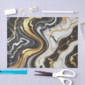 Liquid Gold Schwarz-weiß Marmor Look Glam Wedding Seidenpapier (Handwerk)