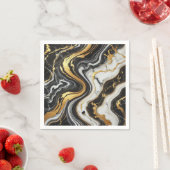 Liquid Gold Schwarz-weiß Marmor Look Glam Wedding Serviette (Beispiel)