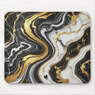 Liquid Gold Schwarz Weiß Marmor Look Glamour Hochz Mousepad