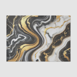 Liquid Gold Schwarz Weiß Marmor Look Glamour Hochz Seidenpapier