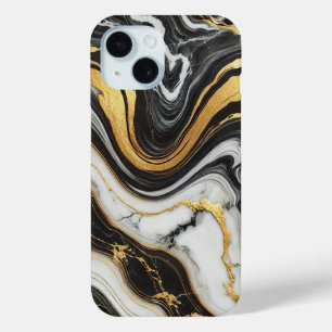 Liquid Gold Schwarz Weiße Marmor-Optik Glamouröse  Case-Mate iPhone Hülle