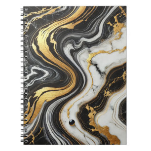 Liquid Gold Schwarz Weiße Marmor Optik Glamouröse  Notizblock
