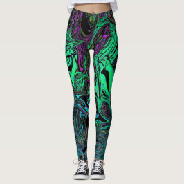 Liquid Graffiti Green Leggings