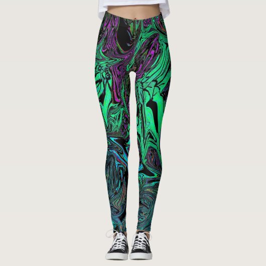Liquid Graffiti Green Leggings (Vorderseite)