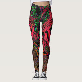 Liquid Graffiti Red Leggings