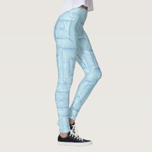 Liquid Ice Luxe - Futuristic Aqua Pattern Leggings (Rechts)