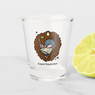 Liquid Inspiration Mole Writer in Burrow Cartoon Schnapsglas