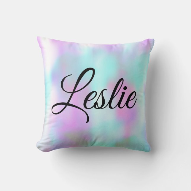 Liquid Marble Holographic Candy Script Mit Monogra Kissen (Vorderseite)