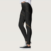 Liquid Marble Luxe Leggings – Schwarze & Goldene L (Links)