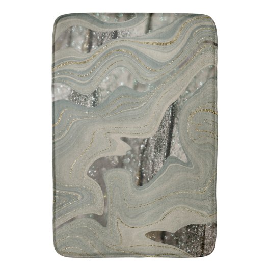 Liquid Marble Wave Glitter Glam 1 Badematte (Vorderseite Vertikal)