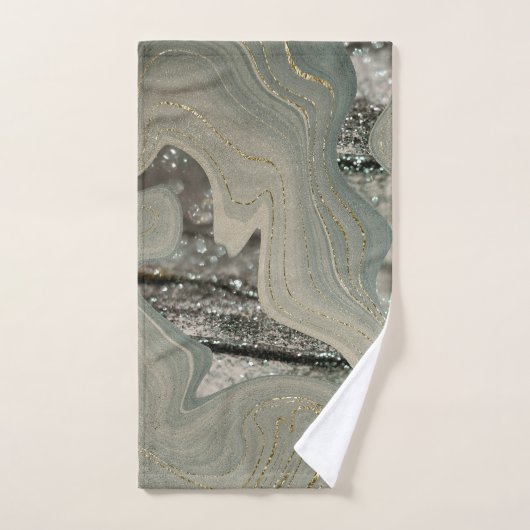Liquid Marble Wave Glitter Glam 1 Badhandtuch Set (Handtuch)
