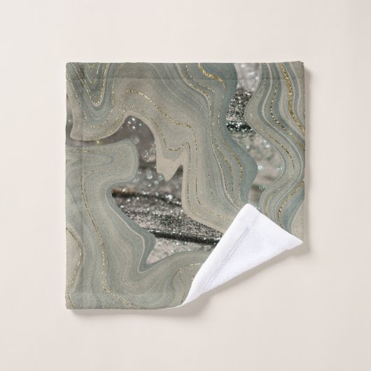 Liquid Marble Wave Glitter Glam 1 Badhandtuch Set (Waschlappen)