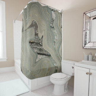 Liquid Marble Wave Glitter Glam 1 Duschvorhang