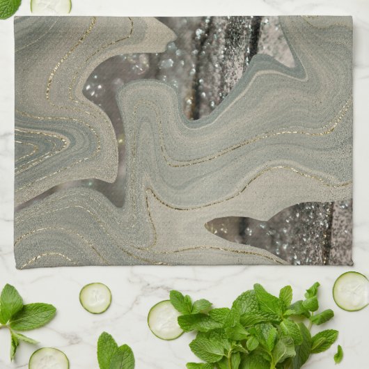 Liquid Marble Wave Glitter Glam 1 Geschirrtuch (Gefaltet)