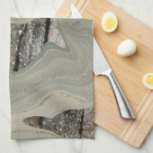 Liquid Marble Wave Glitter Glam 1 Geschirrtuch (Viertel Falte)