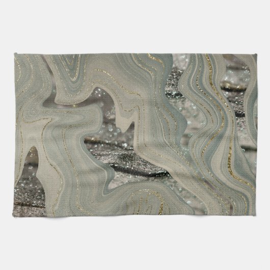 Liquid Marble Wave Glitter Glam 1 Geschirrtuch (Horizontal)