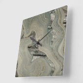 Liquid Marble Wave Glitter Glam 1 Quadratische Wanduhr (Winkel)