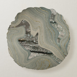 Liquid Marble Wave Glitter Glam 1 Rundes Kissen