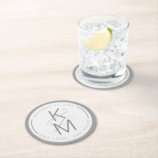 Liquid Marble Wedding Neutrals ID888 Runder Pappuntersetzer (Vor Ort)