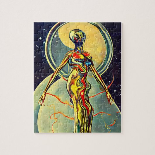Liquid Metal Alien Abstrakt Sci Fi art Puzzle (Vertikal)