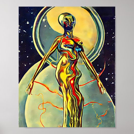 Liquid Metal Alien Abstrakt Sci Fi Origne Art Poster (Vorne)