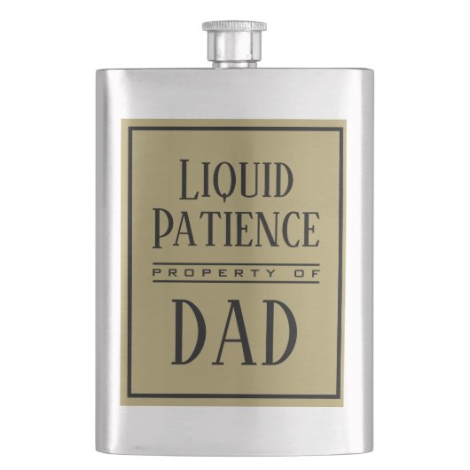 Liquid Patience | Personalisierte Gold-Monogramm-F Flachmann (Vorderseite)