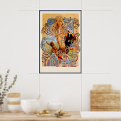 Liquid Space Poster mit Surf-Illustration aus den  (Küche)