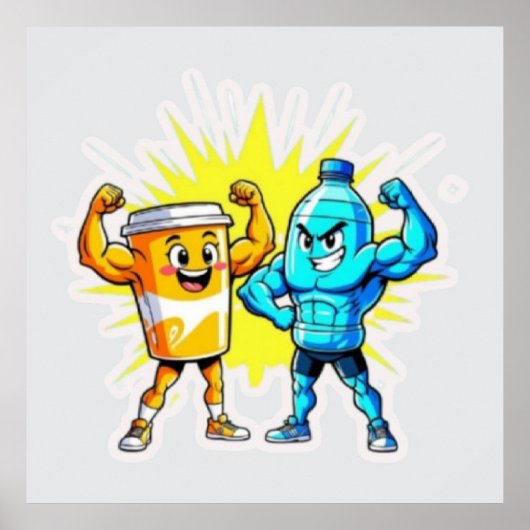 Liquid Strength – Funny Juice & Water Muscle Desig Poster (Vorne)