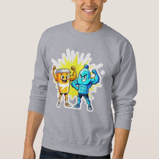 Liquid Strength – Funny Juice & Water Muscle Desig Sweatshirt (Vorderseite)