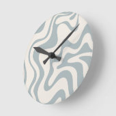 Liquid Swirl Abstract Pattern Blue-Grey and Cream Runde Wanduhr (Winkel)
