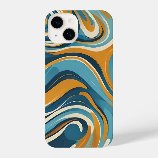 Liquid Swirl Ochre Blue Trippy Pattern iPhone Hülle (Rückseite)