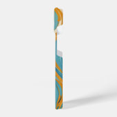 Liquid Swirl Ochre Blue Trippy Pattern iPhone Hülle (Linke Seite)