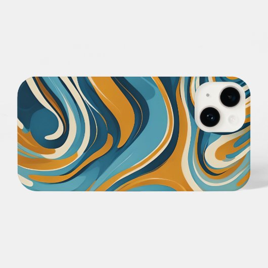 Liquid Swirl Ochre Blue Trippy Pattern iPhone Hülle (Rückseite (Horizontal))