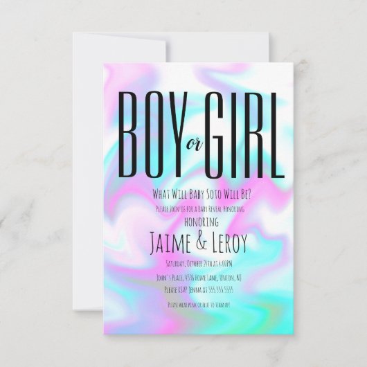 Liquide, irrisierende Candy Gender offenbaren ihn Einladung (Vorderseite)