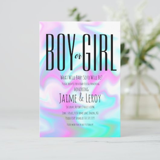 Liquide, irrisierende Candy Gender offenbaren ihn Einladung (Stehend Vorderseite)