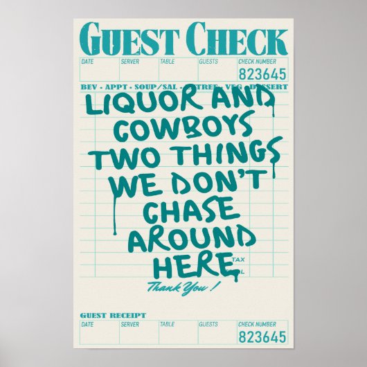 Liquor & Cowboys Guest Karo Print Poster (Vorne)