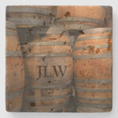 Liquor Hölzerküre Kegs Mit Monogramm fotografisch Steinuntersetzer (Vorderseite)
