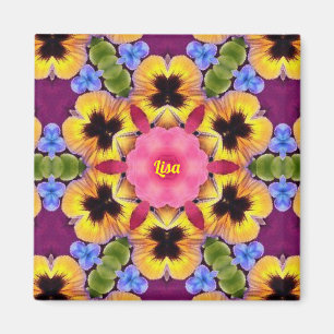 LISA ~ Abstrakte Pansy ~ Rosa Blau Lila Gelb Magnet
