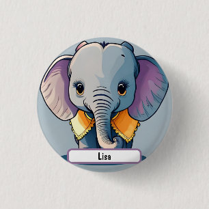 Lisa das Baby Elephant, mit Custom Nametag! Button