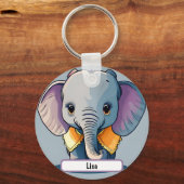 Lisa das Baby Elephant, mit Custom Nametag! Schlüsselanhänger (Vorderseite)