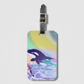 Lisa Frank inspirierte Orca- und Delfinmarke Gepäckanhänger (Vorderseite Vertikal)