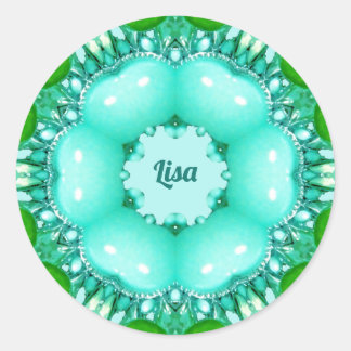 LISA ~ Helle abstrakte Fraktalmuster ~ Runder Aufkleber
