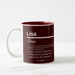 Lisa, Mädchen Personalisierter Name Definition Tas Zweifarbige Tasse