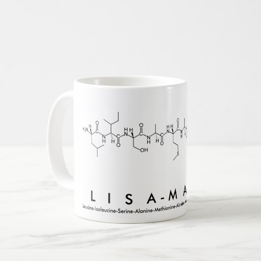 Lisa-Marie Peptid-Namen-Tasse Kaffeetasse (Vorderseite Links)