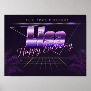Lisa Name Vorname lila retro Poster Geburtstag