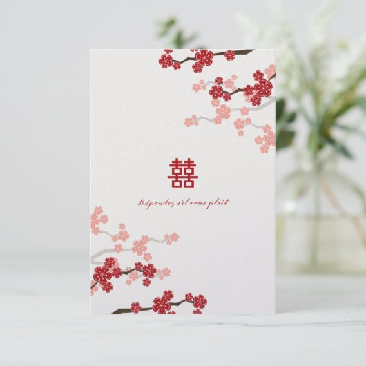 LISA_Red Cherry Blossoms Wedding RSVP 1 FINAL - V2 (Stehend Vorderseite)