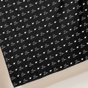 Lisa wiederholt individuelle Name und Herz schwarz Fleecedecke
