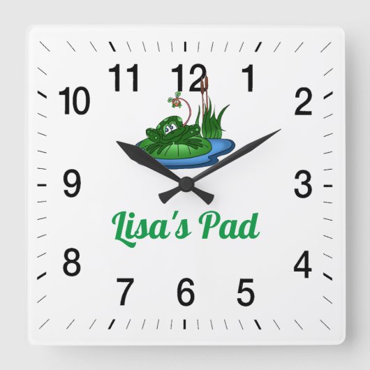 Lisas Pad Square Wall Clock Quadratische Wanduhr (Vorderseite)