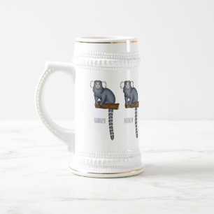 Lisbanaffe Cartoon-Illustration Bierglas